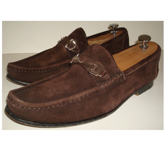 GUCCI Brown Suede Leather w/ Silver Horse Bits Moc Toe Loafers - Picture 1 of 12